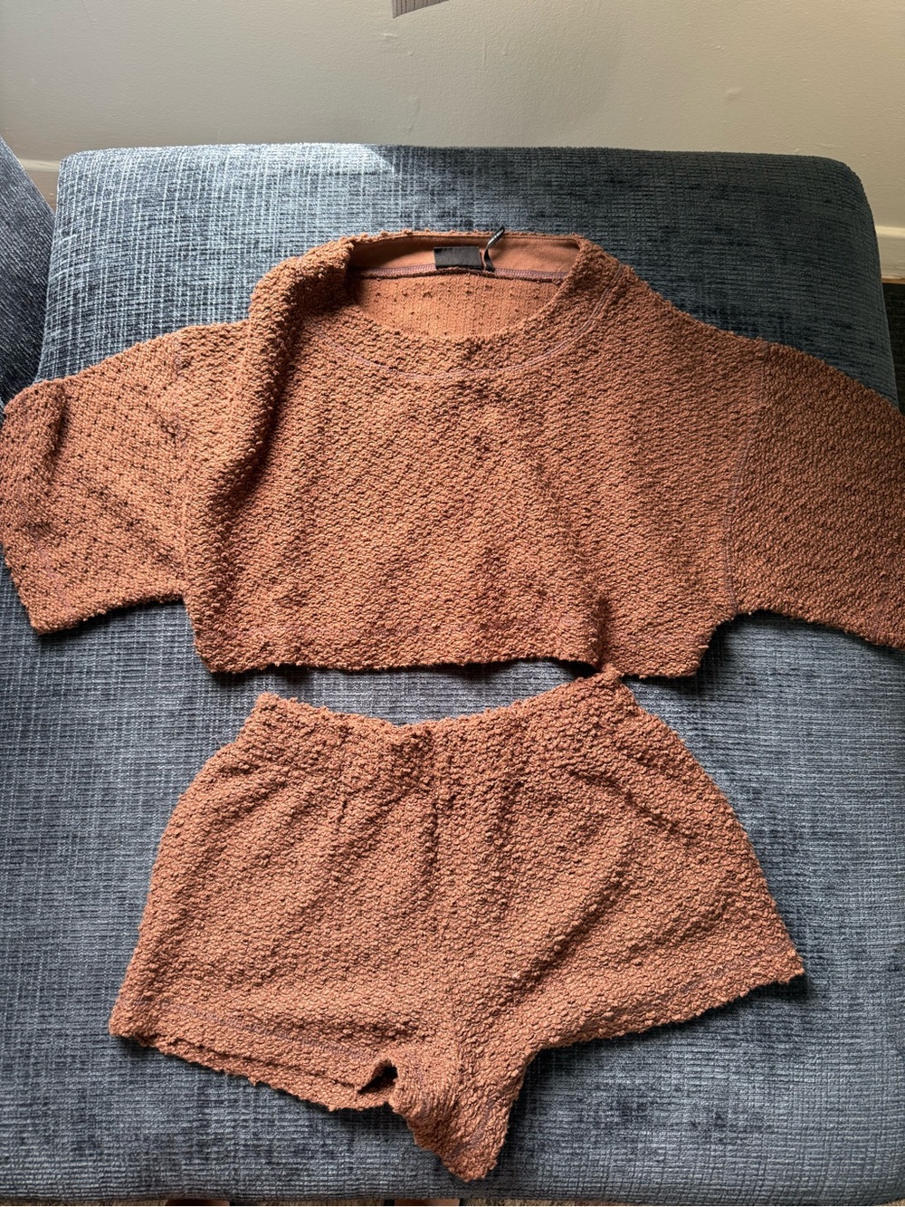 Urban Outfitters Rust Brown Textured Two-Piece Loungewear Set